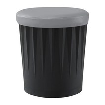 [에보니아] 보비 다용도의자 블랙바디 (수납의자/스툴/드럼체어/깡통의자), 블랙 그레이