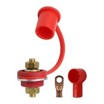 GHSHOP 패널 배터리 단자 커넥터 내구성 전문가용 250A 선박용 자동차 요트 액세서리 교체용 고무 슬리브 포함, 빨간색, 10mm