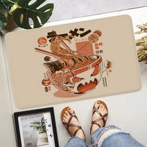 일본 더 그레이트라멘 오프 가나가와 아트 프린트 플란넬 바닥 욕실 매트 장식 카펫 미끄럼 방지 거실 주방, A2_40x60 cm