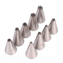 9pcs 오픈 스타 크림 파이핑 노즐 케이크 장식 세트 금속 과자 가방 팁, 한개옵션0