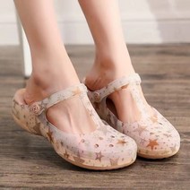 지엘 협력업체 여성 신발 편안한 투명 젤리 해변 비치 샌들 슬리퍼