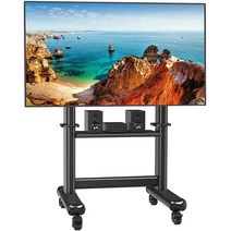 모바일 TV 스탠드 50-98인치 LED LCD 4K 플랫/커브 스크린 맥스 VESA 800x600mm 높이 조절 가능한 야외 바퀴 달린 바닥 최대 99.8kg(220파운드)까, TV Stand+1 Shelf