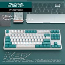K87 기계식 유선 키보드 87 키 게이머 인체 공학 노트북 태블릿용 블루 레드 무선, 레드 스위치, White Green