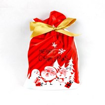 크리스마스포장 봉투 비닐 파우치 포장봉투 포장비닐, 21.소형-리본봉투-레드 산타와루돌프