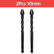 공구함세트 자동차정비공구 크로스 육각 드릴 비트 세트 콘 트 도자기 타일 유리 금속 전문 다기능 드릴 비트 키트 도구 카바이드 드릴, 2개 10mm