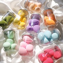 4 개/상자 혼합 모양 메이크업 스폰지 건조 및 습식 사용 화장품 퍼프 파운데이션 블렌딩 스폰지 메이크업 뷰티 도구 보관함 포함, Blue