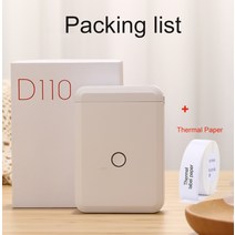 라벨프린터 라벨기 niimbot d110 무선 미니 휴대용 포켓 블루투스 열전사 빠른 인쇄 가정용 사무실, 흰색 1 종이