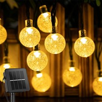 태양열정원등 이케아 태양열 조명 에너지열 스트링 야외 60 LED 크리스탈 글로브 8 모드 방수 전원 파티오 정원 파티 장식, YELLOW|7M 50LEDS