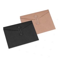 크라프트 단추 봉투 A4용지 문서 서류보관-가로검 1P