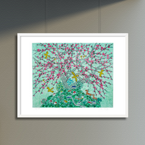 [그림닷컴] 제주생활의 중도 (150 Editions) Pink Flower Bird 이왈종 판화 액자추가가능, 그림만주문(액자X)