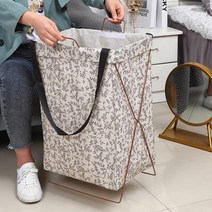 패브릭 빨래바구니 대형 다용도 세탁 바구니 햄퍼 이동식 보관함 빨래통, 14_플라워 사각프레임(LD40), 1개