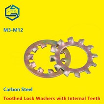 특수 와샤톱니 개스킷 잠금 와셔 외부 내부 흔들림 방지 DIN6797 탄소강, 01 M3 (100pcs)_02 inner teeth