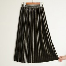 장바9니 에페 벨벳 플리츠 롱스커트 긴기장 두툼원단 주름치마 +부토니에세트