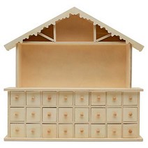 Woodpeckers Wooden Advent Calendar Empty DIY-Pre Assembled Empty Drawers Refillable Unfinished 15 x, 1, Unfinished Wood