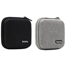 차박 인산철 파워뱅크BOONA 2 개 여행 스토리지 가방 다기능 에어/프로 보조베터리 데이터 케이블 충전기, 01 회색 갈색
