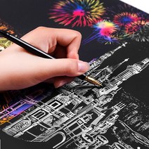 엔템 야경 스크래치북 4장 부다페스트 나이트뷰 스크래치페이퍼 페이퍼 레인보우 스크래치 일본 야경 스크래치 북 세트 컬러링북 그림그리기 취미생활 집콕취미 스크래쳐, A-1)벚꽃