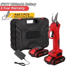 충전식 전지가위 21V 30mm 무선 전기 Pruner 전정 가위 전문 커터 과일 나무 분재 가지 치기 조경 도구, [01] EU Plug, [02] RED EU PLUG Set