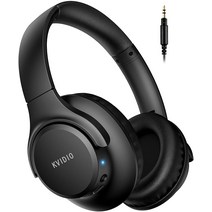 무선 헤드폰 KVIDIO Bluetooth 5.0 55시간 재생 헤드폰 40mm HD 드라이버 유닛 오버 이어 헤드폰 마이크 내장 헤드폰 유선 무선 양용 차음 밀폐형 핸즈프리 통화 가능 블루투스 헤드폰 블랙…