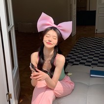 6컬러 왕리본 머리띠 인생네컷 머리띠 파티 축제 롯데월드 놀이동산 머리띠, 블랙