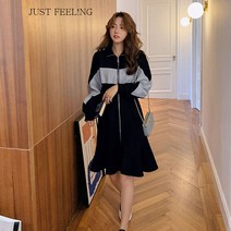 JUST FEEL!NG 날씬하는보이는 맨투맨 원피스 집업 캐주얼 티셔츠 박스핏 롱티셔츠