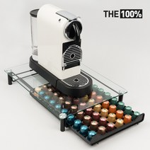 THE100% 네스프레소 커피 캡슐 보관함 60구 강화유리 호환용 거치대 홀더 디스펜서, 1개