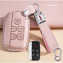 랜드 로버 레인지 로버 디스커버리 5 스포츠 Evoque Freelander 2 Velar 키 프로텍터 용 자동차 가죽 키 체인 케이스 홀더, 보여진 바와 같이, 키 핑크