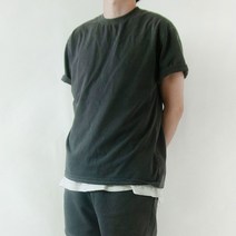 남자 여자 데일리 피그먼트 트레이닝 커플 여름 반팔 티 코디 6color