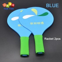 두꺼운 나무 접시 배드민턴 라켓 셔틀콕 어린이 장난감 소년 소녀 성인 게임 탁구 감각 캐치 공, Blue racket 2pcs