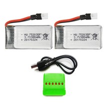 3.7v 380mah 드론배터리충전기세트, (X4) 380mah2개+6in1충전