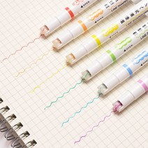 신기한 물결 곡선 롤러 스탬프 6색 형광펜/특이한 라인 파스텔 컬러 마카 낙서 다이어리 꾸미기 다꾸 암기, 6색 sps083