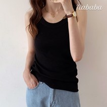 나바바 NK547 여성 골지 민소매 무지 라운드넥 나시티