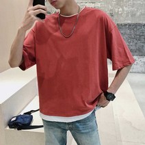 베이직 스타일 남자 여름옷 썸머 데일리 반팔 티셔츠:No4668ea