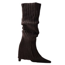 여성 가을 울 니트 발 양말 레깅스 단색 무지/레인보우/스플 라이스 Footless Stretch Knit Tall Socks Leg