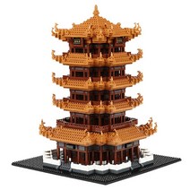 중국 스타일 호환 키덜트 블럭 브릭 옐로우 크레인 타워 성인 어려운 조립 완구 교육용 작은 입자, 단일사이즈, 동방명주탑 4220 입자