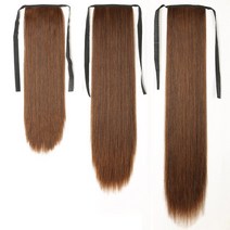 엔템 인모 포니테일 가발 웨이브 생머리, 생머리포니테일-브라운블랙65