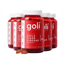 Goli 골리 Apple Cider Vinegar 애플사이다비기너 엽산 비타민b12 함유 60구미 [5병묶음], 5개, 60개