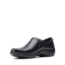 Clarks 여성용 코라 지니 로퍼 플랫 블랙 텀블드부드러운 가죽