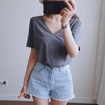 나날샵 기본반팔티 무지티 빅사이즈 청바지티 면티 린넨티 V넥티 오피스룩 여성의류 반팔 티셔츠