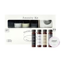 소르디 SORDY 어메니티키트 미니어처샘플(샴푸 컨디셔너 샤워젤 바디로션 원형비누) 여행용키트 세안용품 목용용품 호텔 모텔 스포츠센타 숙박비품 소용량 대량주문, 샴푸 컨디셔너 샤워젤 바디로션 + 원형비누 15g