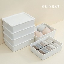 올리브엣 뚜껑 칸막이 플라스틱 속옷정리함 양말정리함 브래지어 서랍 수납 정리, 그레이 10칸, 1개