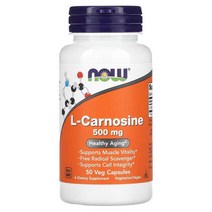 NOW Foods 나우푸드 엘 L 카르노신 500 mg 50 베지캡슐 베타알라닌 아미노산 채식주의자, 50정, 1개입