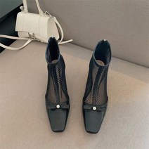 봄과 여름 새로운 화이트 메쉬 부츠 인터넷 연예인 하이힐 여름 얇은 시원한 부츠와고랑 샌들