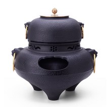주물 화목 난로 회사 차 전통 주철 숯 철 주전자 끓는 스토브 일본식 그릇, 블랙 세트