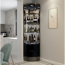 북유럽 양주장 골드 엔틱 양주 코너 장식장 위스키 진열장, 블랙티타늄(유리문 포함+블랙캐비닛+램프)