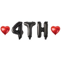4TH 숫자 알파벳 하트 풍선 세트, 04.블랙 4TH