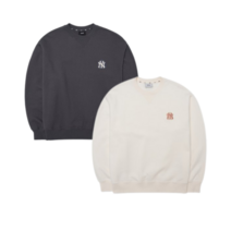 MLB 엠엘비 베이직 스몰로고 기모 메가오버핏 맨투맨 뉴욕양키스 차콜그레이 크림