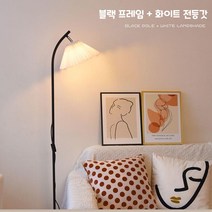 거실 침실 장스탠드 홈 인테리어 스탠드 밝기 3단계 조절 9W 전등 포함, 블랙+화이트