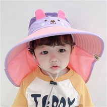 여름페도라햇 선캡 남성 여성 레쉬가드 벙거지 썬캡 자외선차단 빅 모자 챙 있음 선풍기 4998360228, 보라색 -곰돌이 멜란 큰챙 썬캡