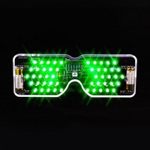 DIY 키트 음성 활성화 LED 발광 안경 전자 납땜 어셈블리 다이오드 깜박임, Green