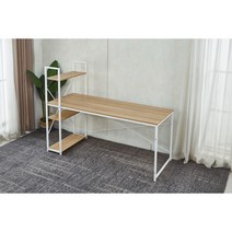 씨앤씨구스 사무용 조립식책상 디엘르 멜리 1600 심플 책장책상, 화이트(메이플비치) W1600*D600*H720